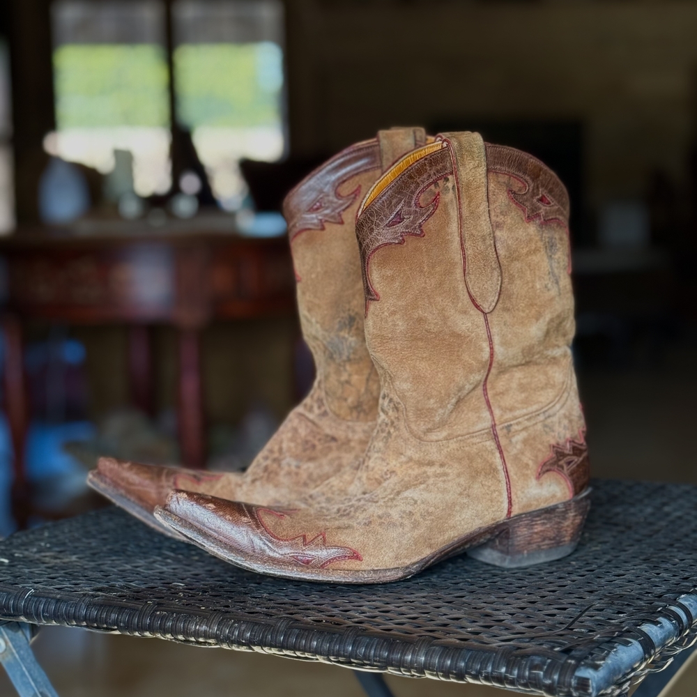 Old Gringo Brown Western Cowboy Boots with Red Stitching